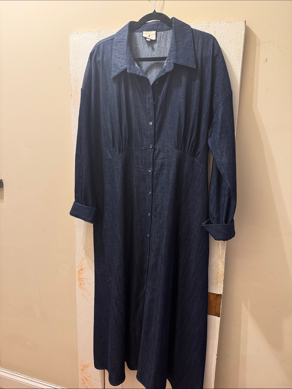 Tuckernuck Indigo Button-Front Long-Sleeve Denim Dress